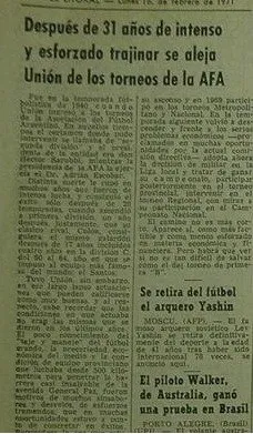 La noticia consignada en los medios de la época, marcando la desafiliación de Unión de la Asociación del Fútbol Argentino. Fuente: Hemeroteca Digital de la Provincia de Santa Fe.