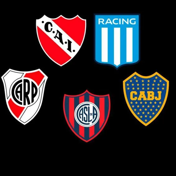 Los cinco grandes del fútbol argentino.