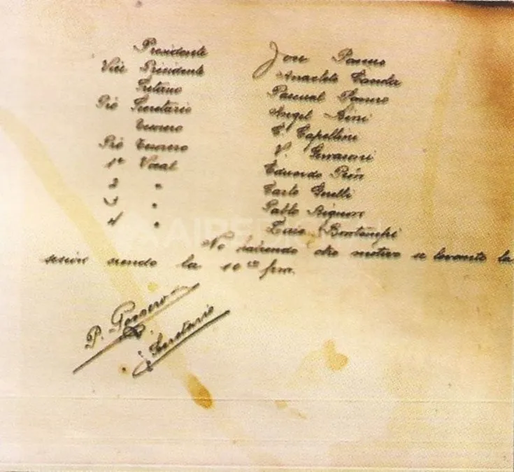 Fragmento del acta de salida de parte de los fundadores del Club Atlético Unión del Santa Fe Football Club, con fecha del 13 de abril de 1907. Dos días más tarde fundaron el club.