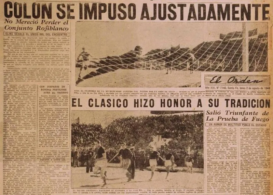El Diario "El Orden", marcando la victoria de Colón en el clásico santafesino ante Unión, en la edición del día 2 de agosto de 1948. Fuente: Hemeroteca Digital de la Provincia de Santa Fe.