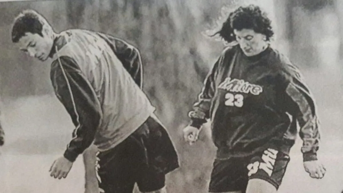 Stagñares, en aquel entrenamiento en el que fue invitada por Carlos Salvador Bilardo.